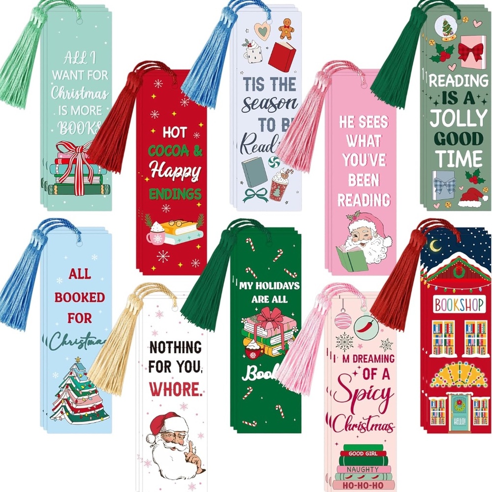 30 Funny and Cozy Christmas Bookmarks, NWT